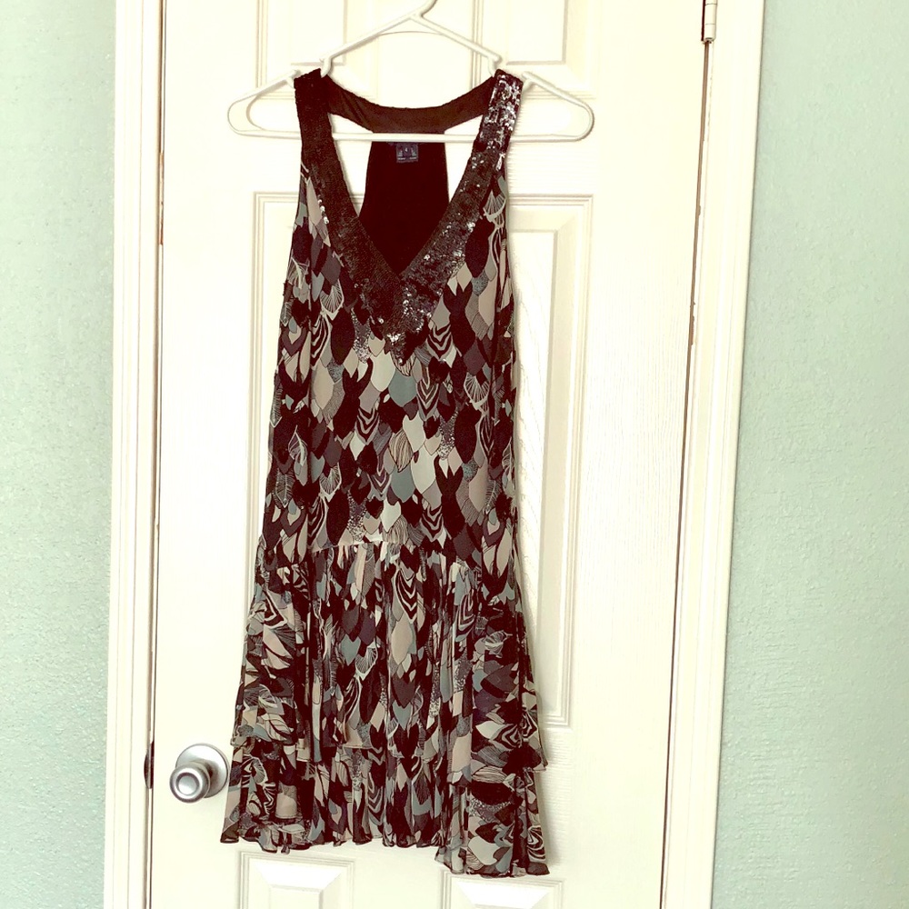 French Connection Sequins Tiered Flare Dress